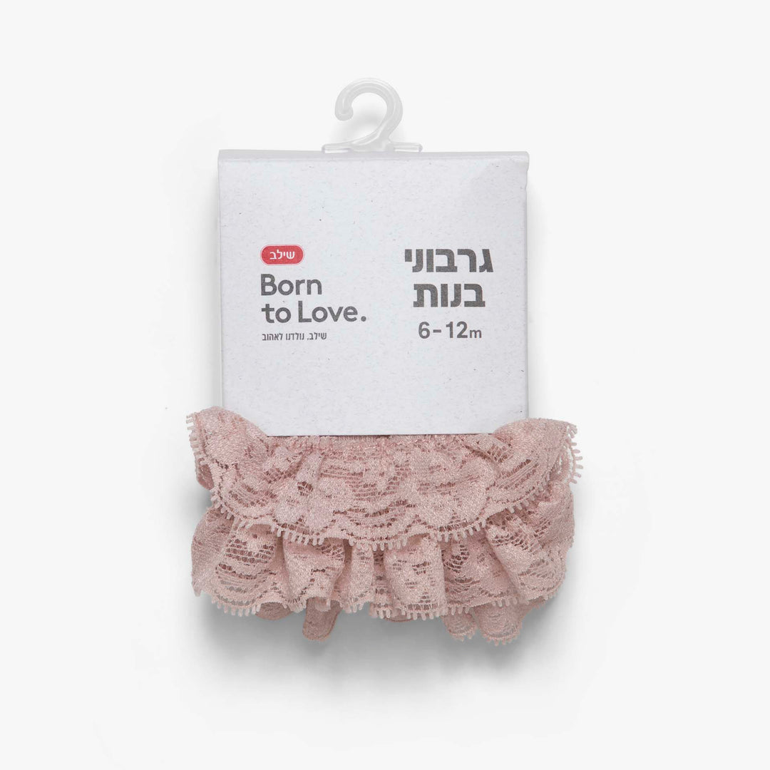 גרביון עם תחרה בצבע ורוד